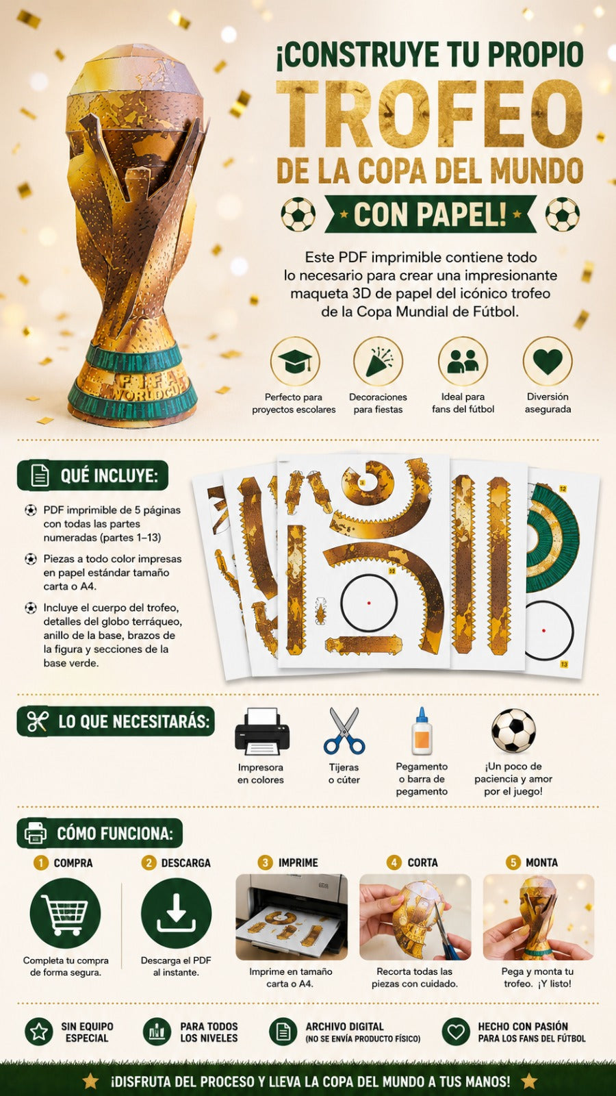 Modelo 3D de papel - Copa del Mundo